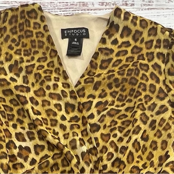 Enfocus Studio size 6 long sleeve leopard long dress animal print - Picture 6 of 11